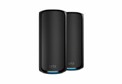 NETGEAR Orbi 970 Series Quad-Band WiFi 7, 2-Pack Quad-band [2.4 GHz / 5 GHz-1 / 5 GHz-2 / 6 GHz] Wi-Fi 6 [802.11ax] Black 3 Internal 