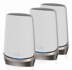 NETGEAR Orbi Quad-band RBKE963 AXE11000 WiFi 6E Mesh System Quad-band [2.4 GHz / 5 GHz-1 / 5 GHz-2 / 6 GHz] Wi-Fi 6 [802.11ax] Grey, White 16 Internal 
