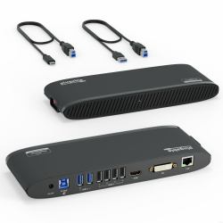 Plugable Technologies USB 3.0 Universal Laptop Docking Station for Windows and Mac [Dual Monitor: HDMI and DVI/HDMI/VGA, Gigabit Ethernet, Audio, 6 USB Ports] - Horizontal 
