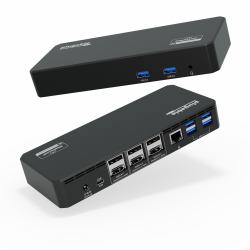 Plugable Technologies 12-in-1 USB C Triple Monitor Docking Station, Triple 4K Displays with 3x HDMI or 3x DisplayPort, Compatible with Mac, Windows, Thunderbolt, USB4, USB-C [60W PD, 6x USB Ports, Ethernet] 