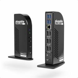 Plugable Technologies 4K USB C Docking Station Triple Monitor with 100W Power Delivery, USB C Dock for Thunderbolt 3 / 4, and USB-C Windows and Mac [3x HDMI and 3x DisplayPort, 1x USB-C, 4x USB 3.0, SD Card Reader] 