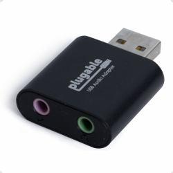 Plugable Technologies USB Audio Adapter with 3.5mm Speaker-Headphone and Microphone Jack, Add an External Stereo Sound Card to Any PC, Compatible with Windows, Mac, and Linux - Driverless 
