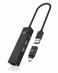 RaidSonic ICY BOX IB-HUB1439-LAN Wired USB 3.2 Gen 1 [3.1 Gen 1] Type-A Black 