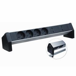 Retex Aluminium PDU 380x45x45mm. Table. 4-way K Outlet+ 