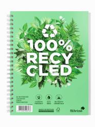Silvine Premium Recycled A5 Wirebound Card Cover Notebook Green Pack 5