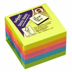 Snopake FSC Sticky Note Mini Cube Neon 400 Sheet Mini Cube- 1 Cube