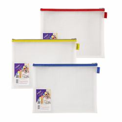 Snopake EVA Mesh Zippa Bag Foolscap Assorted- 3 Bags