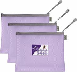 Snopake EVA Pastel Mesh HC A5 Zippa Bag - Purple- 3 Bags