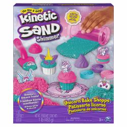 Kinetic Sand Shimmer, Unicorn Bake Shoppe Playset, 16oz [Shimmer Teal and Pink Neon], 8 Unicorn Tools, Sensory Toys for Kids Ages 3 and up 