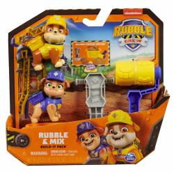 Spin Master Rubble & Crew , Rubble and Mix Action Figures Set, with 3 oz of Kinetic Build-It Sand and 2 Hand Held Building Toys, Kids Toys for ages 3 and up 