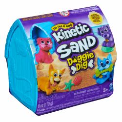 Spin Master Kinetic Sand , Doggie Dig with Surprise Multipurpose Dog Tool, 6oz Beach Sand and Play Sand Storage [Styles May Vary], Sensory Toys for Kids 