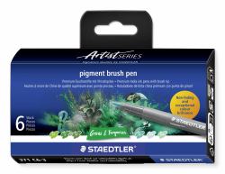 Staedtler Pigment Arts Brush Pen Greens & Turquoises felt pen Green, Turquoise 6 pc[s] 
