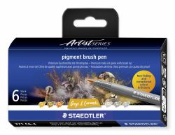 Staedtler Pigment Arts Brush Pen Greys & Caramels felt pen Brown, Grey 6 pc[s] 