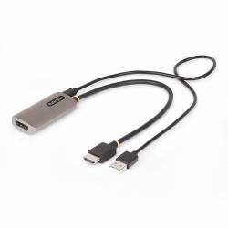 StarTech.com 1ft [30cm] HDMI to DisplayPort Adapter Cable, 8K 60Hz, Active HDMI 2.1 to DP 1.4 Video Converter, USB Bus Powered with Included Cable 