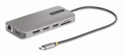 StarTech.com USB-C Triple-Monitor Multiport Adapter, Dual 4K 60Hz + 4K 30Hz HDMI & DisplayPort, 4-Port USB Hub, 100W PD Pass-Through, GbE, SD/MicroSD Card Readers 