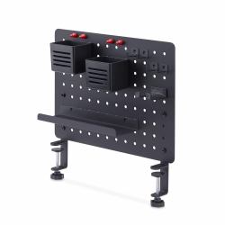 StarTech.com Clamp-On Pegboard with Accessories, 16.5 x 12.5in [42 x 32cm], Steel Pegboard, Desktop Storage Organizer, Desk Mount Peg Board, Black 