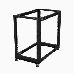StarTech.com 4-Post 18U Mobile Open Frame Server Rack, Four Post 19" Network Rack with Wheels, Rolling Rack with Adjustable Depth for Computer/AV/Data/IT Equipment - Casters, Leveling Feet or Floor Mounting 