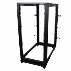 StarTech.com 25U 4-Post Server Rack, 19in Open Frame Rack with 40in [101cm] Mounting Depth and 1200lb [544kg] Weight Capacity, Mobile or Floor Mount IT Rack 