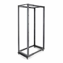 StarTech.com 4-Post 42U Mobile Open Frame Server Rack, Four Post 19" Network Rack with Wheels, Rolling Rack with Adjustable Depth for Computer/AV/Data/IT Equipment - Casters, Leveling Feet or Floor Mounting 