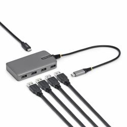 StarTech.com 4-Port USB-C Hub, 5Gbps, Bus Powered, USB C to 4x USB-A Hub with USB-C Auxiliary Power Input, 1ft/30cm Host Cable, Portable Desktop/Laptop USB Hub 