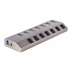 StarTech.com 7 Port Self-Powered USB C Hub with Individual On/Off Switches, USB 3.0 [5Gbps] Expansion Hub with Power Supply, Desktop Laptop USB-C to USB-A Splitter 