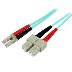 StarTech.com 2m [6ft] LC/UPC to SC/UPC OM3 Multimode Fiber Optic Cable, Full Duplex 50/125µm Zipcord Fiber Cable, 100G, Low Insertion Loss, LSZH Fiber Jumper Cord 