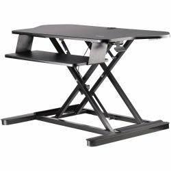 StarTech.com Corner Sit Stand Desk Converter with Keyboard Tray - Large Surface [35" x 21"] - Height Adjustable Ergonomic Desktop/Tabletop Standing Workstation - Supports Dual Monitors - TAA 