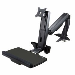 StarTech.com Sit Stand Monitor Arm - Desk Mount Adjustable Sit-Stand Workstation Arm for Single 34" VESA Mount Display - Ergonomic Articulating Standing Desk Converter with Keyboard Tray 