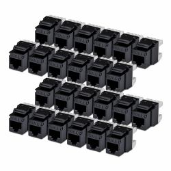 StarTech.com Cat6 Keystone Jack, 24-Pack RJ45 Ethernet Keystone Jacks, UTP Cat6 Wall Jack, 180-Degree 110 Punch Down, Black 