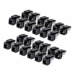 StarTech.com Cat6 Keystone Jack, 24-Pack RJ45 Ethernet Keystone Jacks, UTP Cat6 Wall Jack, 90-Degree 110 Punch Down, Black 