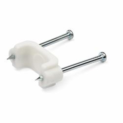 StarTech.com 100 Pack Cable Clips with Nails - Two Steel Nails - Reusable Nail-in Clamps - Brick/Drywall Cable Fasteners - Ethernet Cord/AV/Coax Cable - Mounting Cable Tacks - White - TAA 