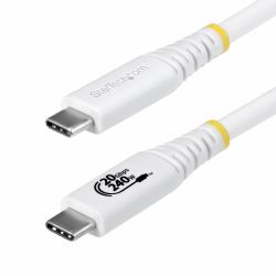 StarTech.com 2m [6ft] USB4 Cable, 20Gbps, USB-IF Certified USB-C Cable, 240W PD EPR, 4K 120Hz DP 1.4, TPE Jacket, White USB-C Cord 
