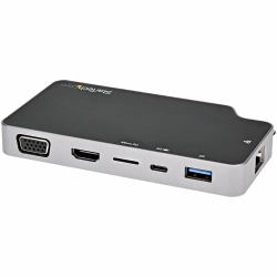 StarTech.com USB C Multiport Adapter - USB-C to 4K HDMI or VGA Video with 100W Power Delivery Pass-through, 2-Port 10Gbps USB Hub, MicroSD, GbE - USB 3.1 Gen 2 Type-C Mini/Travel Dock 