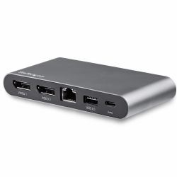 StarTech.com USB C Dock - 4K Dual Monitor DisplayPort - Mini Laptop Docking Station - 100W Power Delivery Passthrough - GbE, 2-Port USB-A Hub - USB Type-C Multiport Adapter - 3.3' Cable 