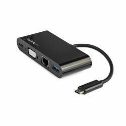 StarTech.com USB C Multiport Adapter - Mini USB-C Dock w/ Single Monitor VGA 1080p Video - 60W Power Delivery Passthrough - USB 3.1 Gen 1 Type-A 5Gbps, Gigabit Ethernet - Docking Station 