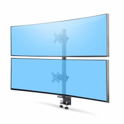 StarTech.com Desk Mount For 2x Vertically Stacked Monitors, Dual 49", Total 70lb [32kg], C-Clamp, Quick-Release VESA System, Widescreen 16:9/Ultrawide 32:9, TAA 