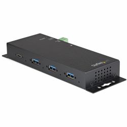 StarTech.com 4-Port USB C Hub 10Gbps - Metal Industrial USB Type-C Hub w/ 3xUSB-A & 1xUSB-C - ESD & Surge Protection - USB-C or USB-A Host - Self-Powered Mountable USB 3.2 Gen 2 Hub - TAA 