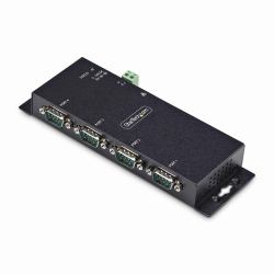 StarTech.com 4-Port Serial to Ethernet Adapter, IP Serial Device Server For Remote RS232 Devices, Wall/DIN Rail Mountable, Metal Housing, RJ45 LAN to DB9 Serial Converter, TAA 