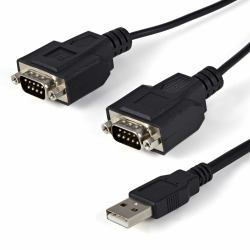StarTech.com 6ft [1.8m] 2-Port FTDI USB to Serial RS232 Adapter Cable with COM Retention, USB to RS232 Adapter - TAA 