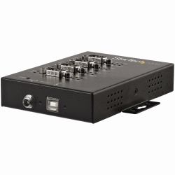 StarTech.com 4 Port Serial Hub USB to RS232/RS485/RS422 Adapter - Industrial USB 2.0 to DB9 Serial Converter Hub - IP30 Rated - Din Rail Mountable Metal Serial Hub - 15kV ESD Protection - TAA 