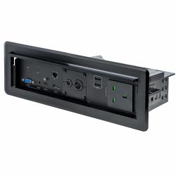 StarTech.com Conference Table Box for AV Connectivity & Power/Charging - 4K HDMI output with HDMI, DP, & VGA Inputs, GbE, Audio - Charging Station w/ 2x USB-A & 1x CE Certified UK Plug 