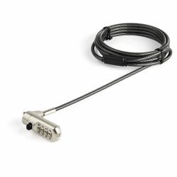 StarTech.com 6.5' [2m] Laptop Cable Lock - Nano Slot Compatible 4 Digit Combination Security Cable Lock - Serialized Anti-Theft Vinyl Coated Steel Cable Lock for Nano Slot Computer/Device 