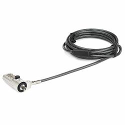StarTech.com 6.5ft [2m] Laptop Cable Lock - 4-Digit Combination Laptop/Desktop Security Cable Lock for Wedge Slot Computers - Anti-Theft Vinyl-Coated Steel Combo Cable Lock - Portable 