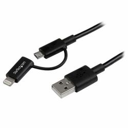 StarTech.com 1 m [3 ft.] 2 in 1 Charging Cable - USB to Lightning or Micro-USB for iPhone / iPad / iPod / Android - Apple MFi Certified - Multi Phone Charger - USB 2.0 