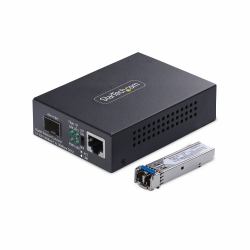StarTech.com Single-Mode [SM] LC Fiber Media Converter for 10/100/1000 Networks, Standalone Gigabit Ethernet to Fiber Converter, 40km - TAA 