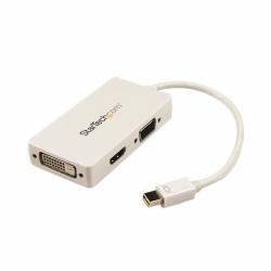 StarTech.com Travel A/V Adapter: 3-in-1 Mini DisplayPort to VGA DVI or HDMI Converter - White 