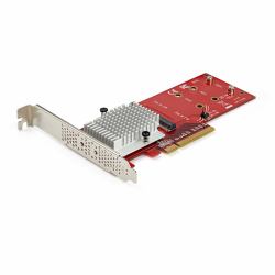 StarTech.com Dual M.2 PCIe SSD Adapter Card - x8 / x16 Dual NVMe or AHCI M.2 SSD to PCI Express 3.0 - M.2 NGFF PCIe [M-Key] Compatible - Supports 2242, 2260, 2280 - JBOD - Mac & PC - TAA 