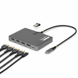 StarTech.com USB-C to Quad-Monitor Workstation Adapter, 4K 60Hz HDMI, 140W PD Passthrough for Laptop Charging, USB Port for Wireless Keyboard / Mouse, TAA 
