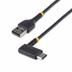 StarTech.com 6ft [2m] USB A to C Charging Cable Right Angle - Heavy Duty Fast Charge USB-C Cable - Black USB 2.0 A to Type-C - Rugged Aramid Fiber - 3A - USB Charging Cord 