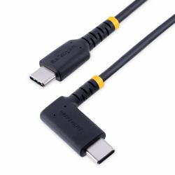StarTech.com 3ft [1m] USB C Charging Cable Right Angle - 60W PD 3A - Heavy Duty Fast Charge USB-C Cable - Black USB 2.0 Type-C - Rugged Aramid Fiber - USB Charging Cord 